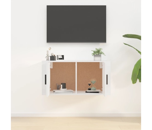 Mueble para TV de pared blanco brillante 80x34,5x40 cm