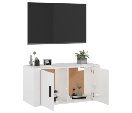 vidaXL Mueble para TV de pared blanco brillante 80x34,5x40 cm