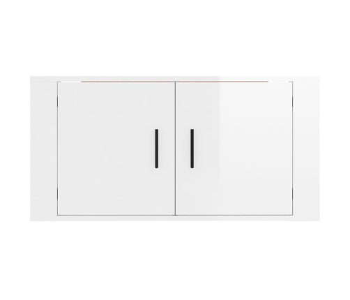 Mueble para TV de pared blanco brillante 80x34,5x40 cm