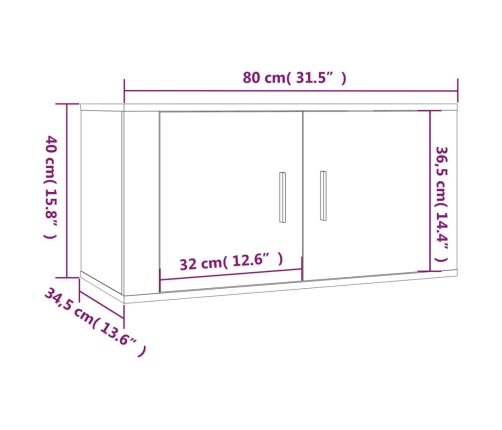 vidaXL Mueble para TV de pared roble Sonoma 80x34,5x40 cm