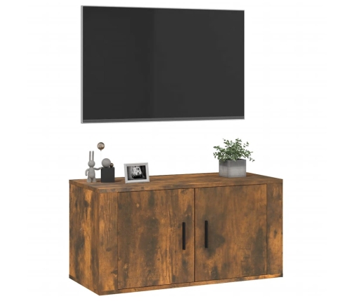 Mueble para TV de pared roble ahumado 80x34,5x40 cm