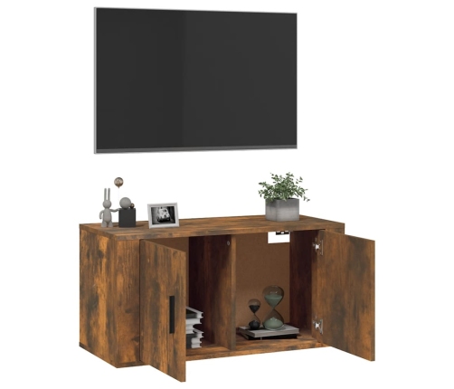 Mueble para TV de pared roble ahumado 80x34,5x40 cm