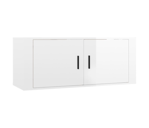 Mueble para TV de pared blanco brillante 100x34,5x40 cm