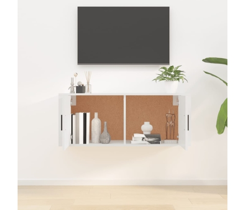 Mueble para TV de pared blanco brillante 100x34,5x40 cm