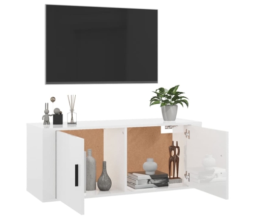 Mueble para TV de pared blanco brillante 100x34,5x40 cm