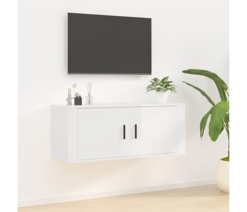 Mueble para TV de pared blanco brillante 100x34,5x40 cm