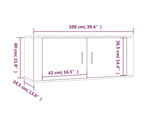 Mueble para TV de pared roble Sonoma 100x34,5x40 cm