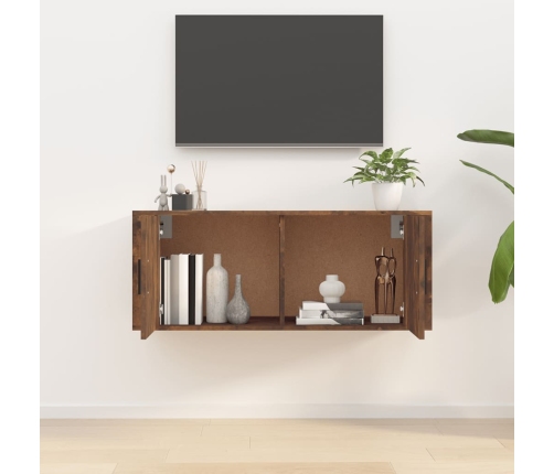 Mueble para TV de pared roble ahumado 100x34,5x40 cm