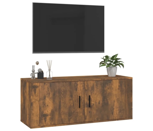 Mueble para TV de pared roble ahumado 100x34,5x40 cm