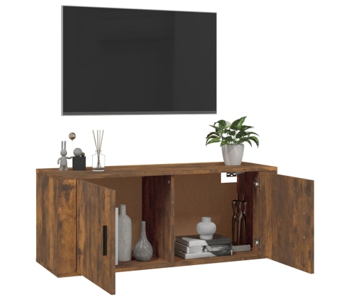 Mueble para TV de pared roble ahumado 100x34,5x40 cm