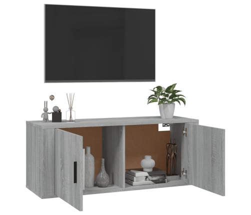 vidaXL Mueble para TV de pared gris Sonoma 100x34,5x40 cm