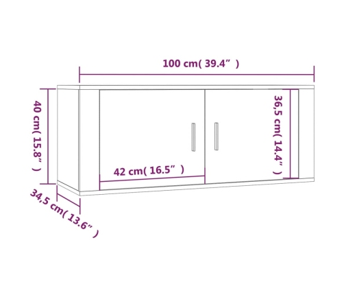 vidaXL Mueble para TV de pared roble marrón 100x34,5x40 cm