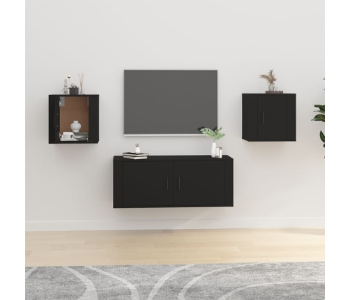 Muebles para TV de pared 2 uds negro 40x34,5x40 cm