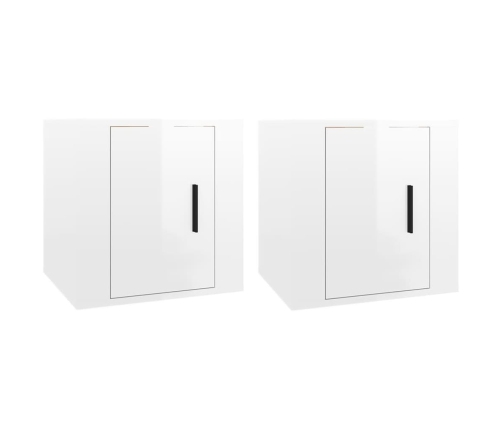 Muebles para TV de pared 2 uds blanco brillante 40x34,5x40 cm