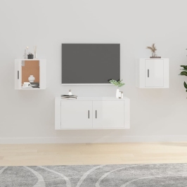 Muebles para TV de pared 2 uds blanco brillante 40x34,5x40 cm