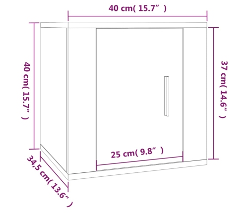 vidaXL Muebles para TV de pared 2 uds roble Sonoma 40x34,5x40 cm