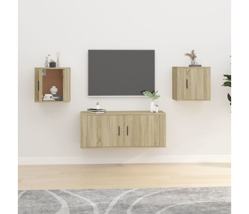 vidaXL Muebles para TV de pared 2 uds roble Sonoma 40x34,5x40 cm