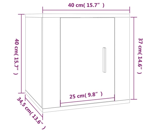 Muebles para TV de pared 2 uds roble marrón 40x34,5x40 cm