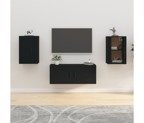 Muebles para TV de pared 2 uds negro 40x34,5x60 cm