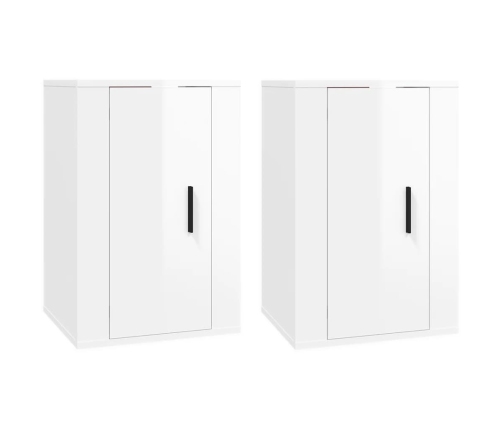 Muebles para TV de pared 2 uds blanco brillante 40x34,5x60 cm