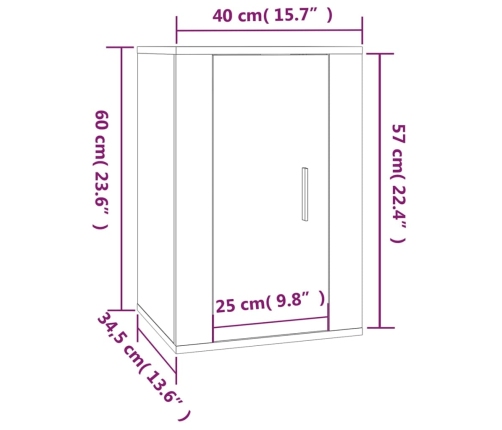 Mueble para TV de pared gris hormigón 40x34,5x60 cm