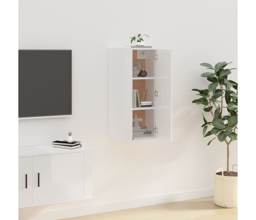 Mueble para TV de pared blanco brillante 40x34,5x80 cm