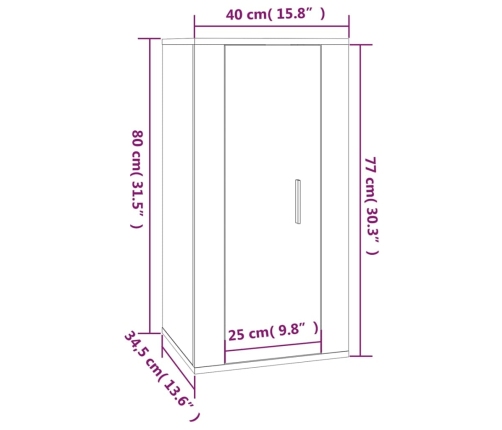 Mueble para TV de pared roble Sonoma 40x34,5x80 cm