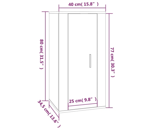 Mueble para TV de pared gris hormigón 40x34,5x80 cm