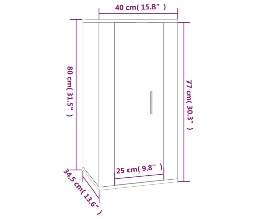 Mueble para TV de pared roble marrón 40x34,5x80 cm