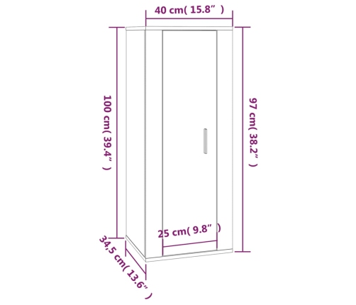 vidaXL Mueble para TV de pared roble ahumado 40x34,5x100 cm