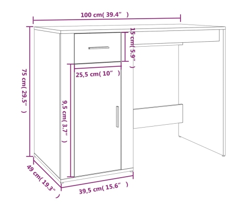 Escritorio de madera contrachapada blanco 100x49x75 cm