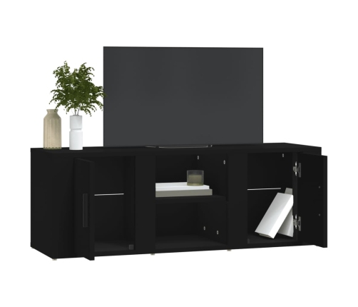 Mueble para TV madera contrachapada negro 100x31,5x35 cm