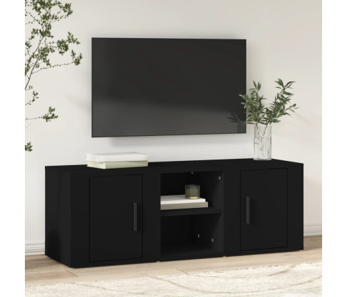 Mueble para TV madera contrachapada negro 100x31,5x35 cm