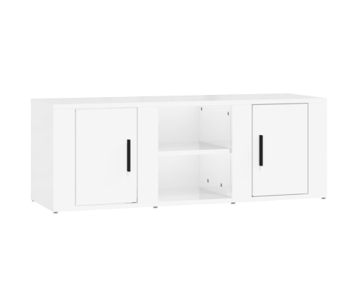 vidaXL Mueble de TV madera contrachapada blanco brillo 100x31,5x35 cm