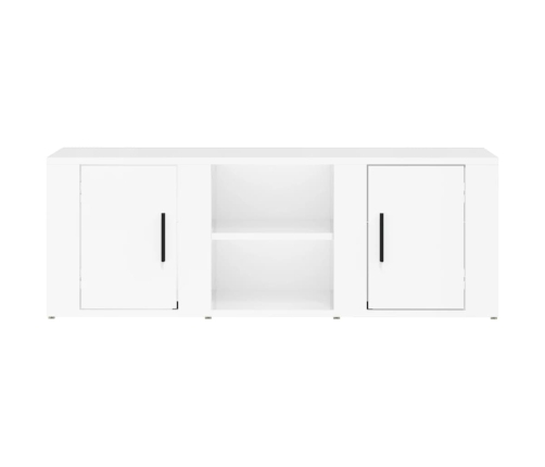 vidaXL Mueble de TV madera contrachapada blanco brillo 100x31,5x35 cm