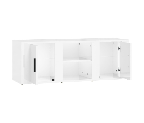 vidaXL Mueble de TV madera contrachapada blanco brillo 100x31,5x35 cm