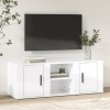 vidaXL Mueble de TV madera contrachapada blanco brillo 100x31,5x35 cm