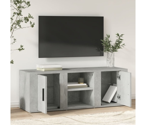 vidaXL Mueble de TV madera contrachapada gris hormigón 100x31,5x35 cm