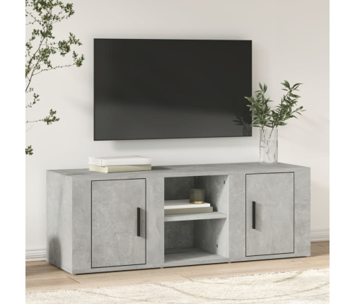 vidaXL Mueble de TV madera contrachapada gris hormigón 100x31,5x35 cm