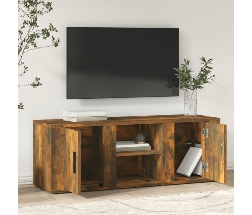 Mueble de TV madera contrachapada roble ahumado 100x31,5x35 cm