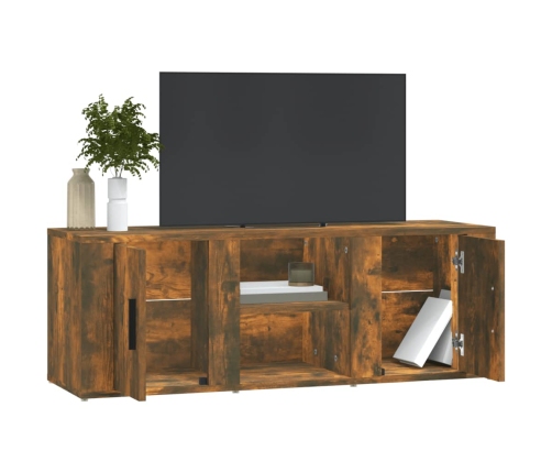 Mueble de TV madera contrachapada roble ahumado 100x31,5x35 cm