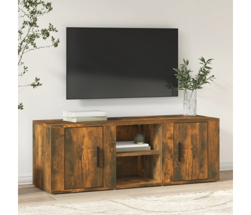 Mueble de TV madera contrachapada roble ahumado 100x31,5x35 cm