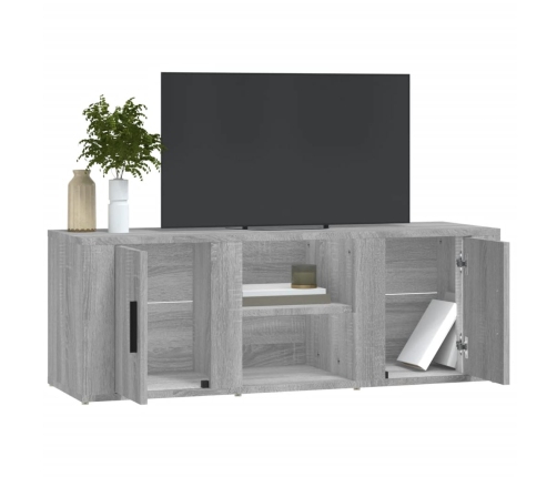 Mueble para TV madera contrachapada gris Sonoma 100x31,5x35 cm