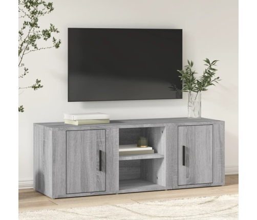 Mueble para TV madera contrachapada gris Sonoma 100x31,5x35 cm