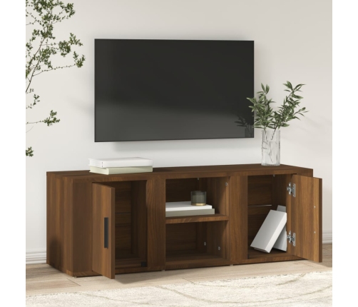 Mueble para TV madera contrachapada marrón roble 100x31,5x35 cm