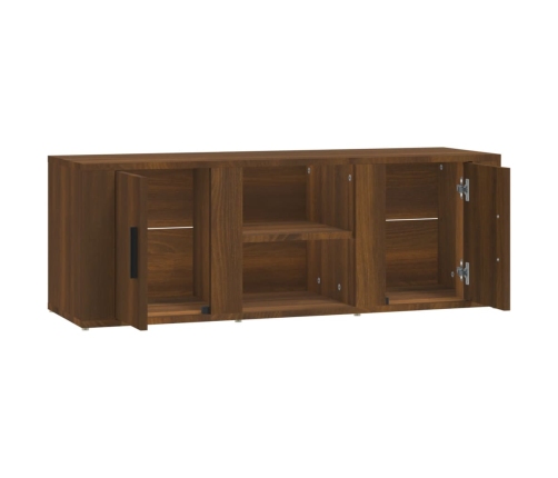 Mueble para TV madera contrachapada marrón roble 100x31,5x35 cm