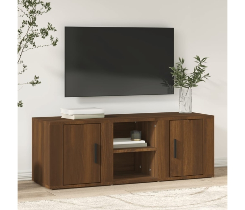 Mueble para TV madera contrachapada marrón roble 100x31,5x35 cm