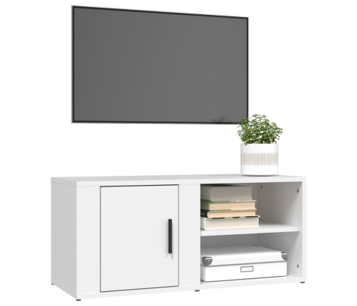 Mueble para TV madera contrachapada blanco 80x31,5x36 cm