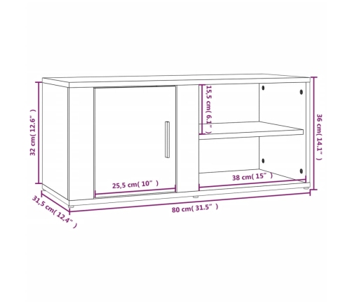 Mueble para TV madera contrachapada blanco 80x31,5x36 cm