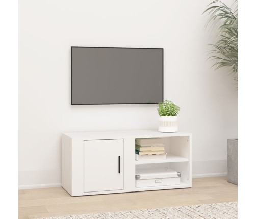 Mueble para TV madera contrachapada blanco 80x31,5x36 cm